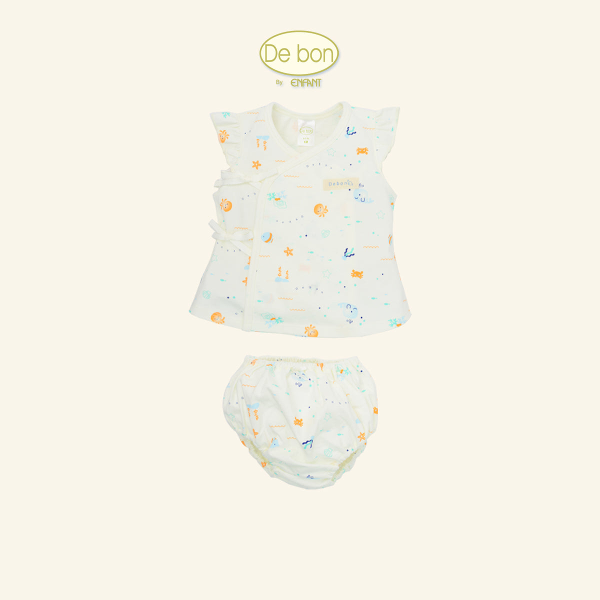 DE BON ชุดเซ็ตเด็กผู้หญิงลายทะเลสำหรับ แรกเกิด - 6 เดือน ผ้ายืด Cotton organic EJ1C62