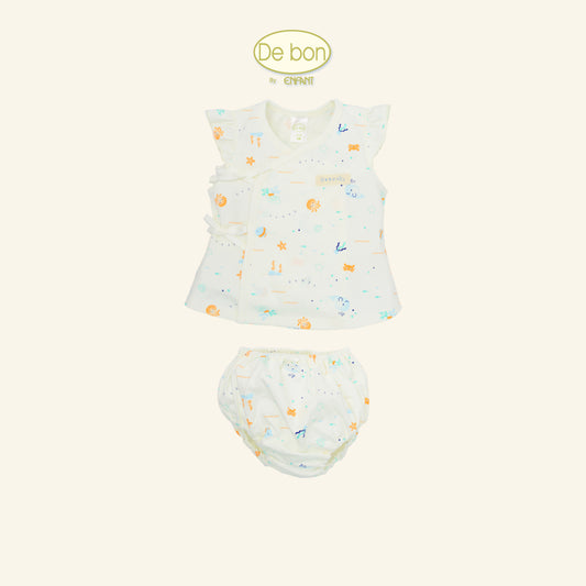 DE BON ชุดเซ็ตเด็กผู้หญิงลายทะเลสำหรับ แรกเกิด - 6 เดือน ผ้ายืด Cotton organic EJ1C62