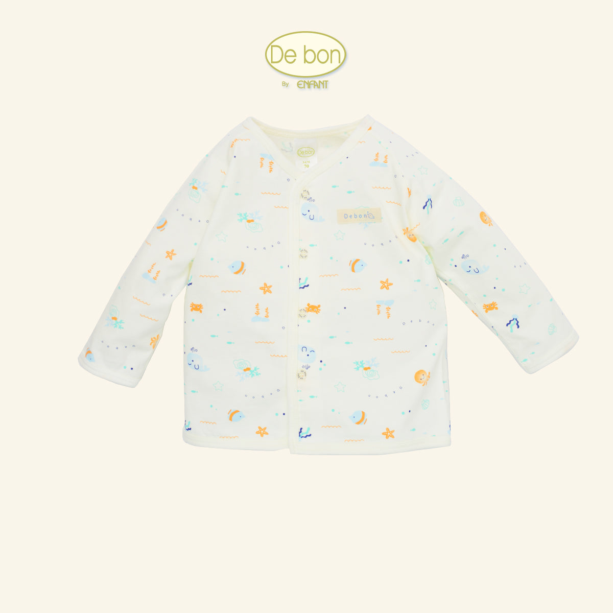 DE BON ขายแยกชิ้น เสื้อแขนยาวกระดุม เสื้อผูกแขนยาว  กางเกงขายาว ลายทะเล EJ2C66,2C67,4C65