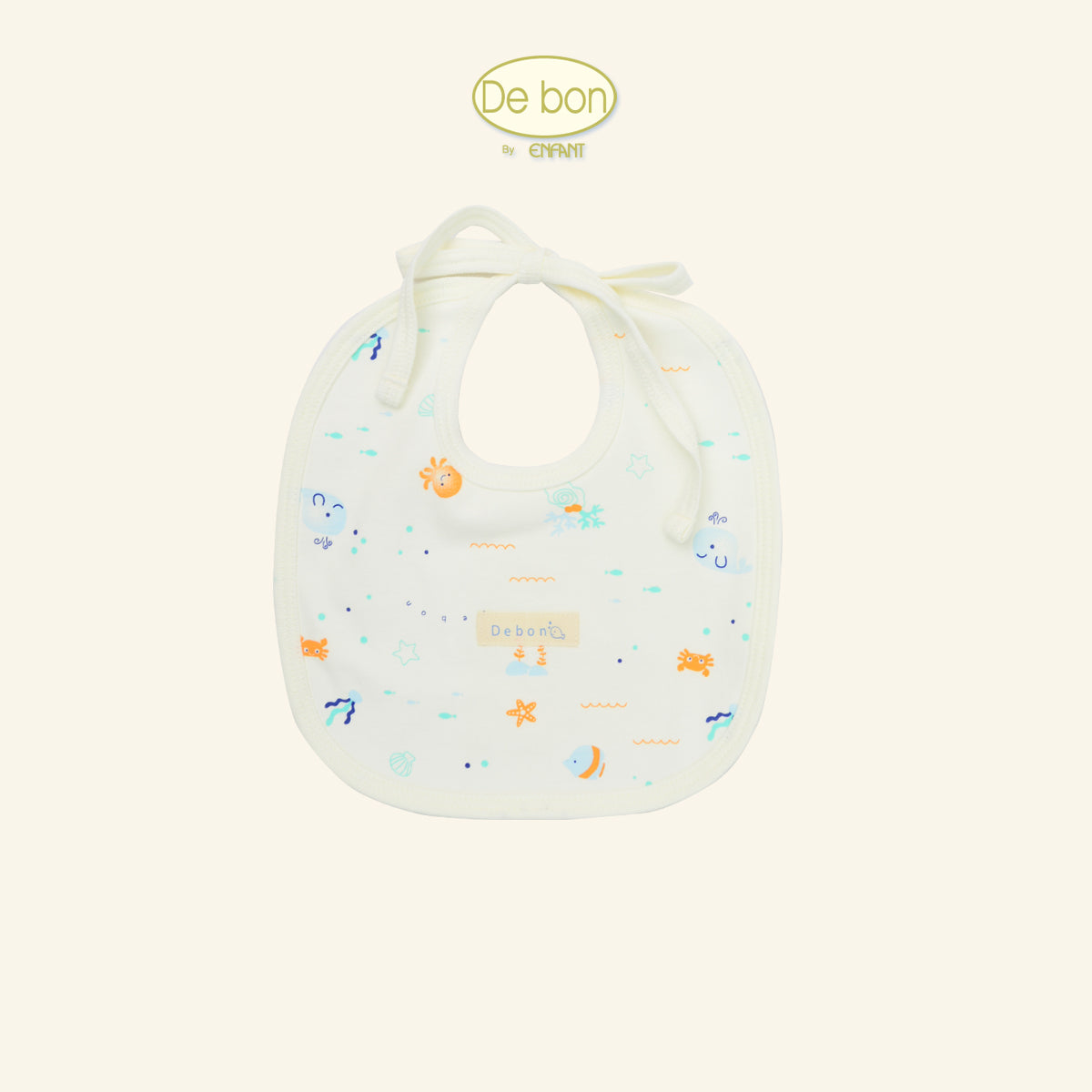 DE BON ผ้ากันเปื้อน ผ้าเช็ดปาก ลายทะเล ผลิตด้วยผ้าCotton Organic EJ5C60