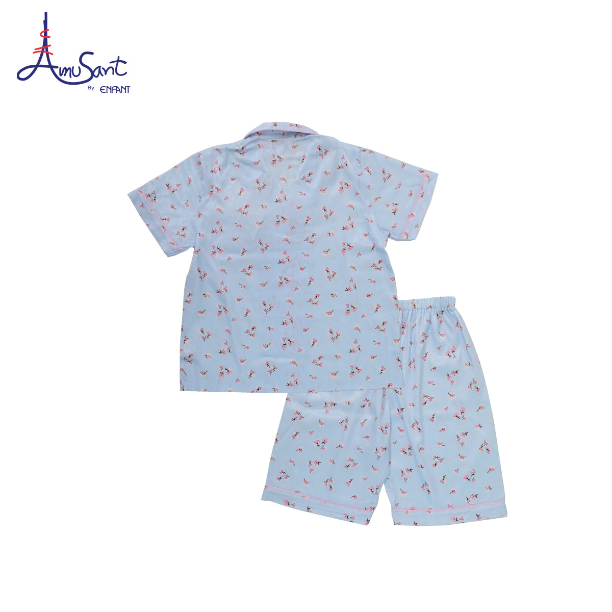 AMUSANT ชุดนอนแขนสั้นขาสั้นเด็กโตผ้าซาติน สำหรับ EK1J43