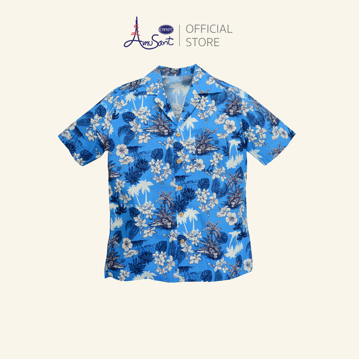 Amusant เสื้อฮาวายแฟมิลี่ พ่อ-แม่-ลูก (ฟ้าน้ำทะเล) EK9J25&EH2N70
