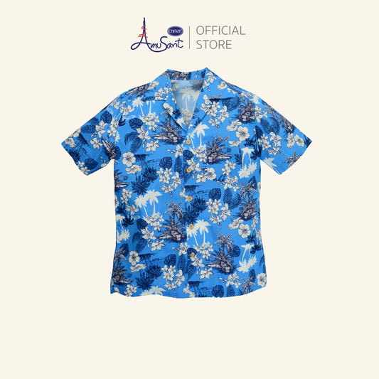 Amusant เสื้อฮาวายแฟมิลี่ พ่อ-แม่-ลูก (ฟ้าน้ำทะเล) EK9J25&EH2N70