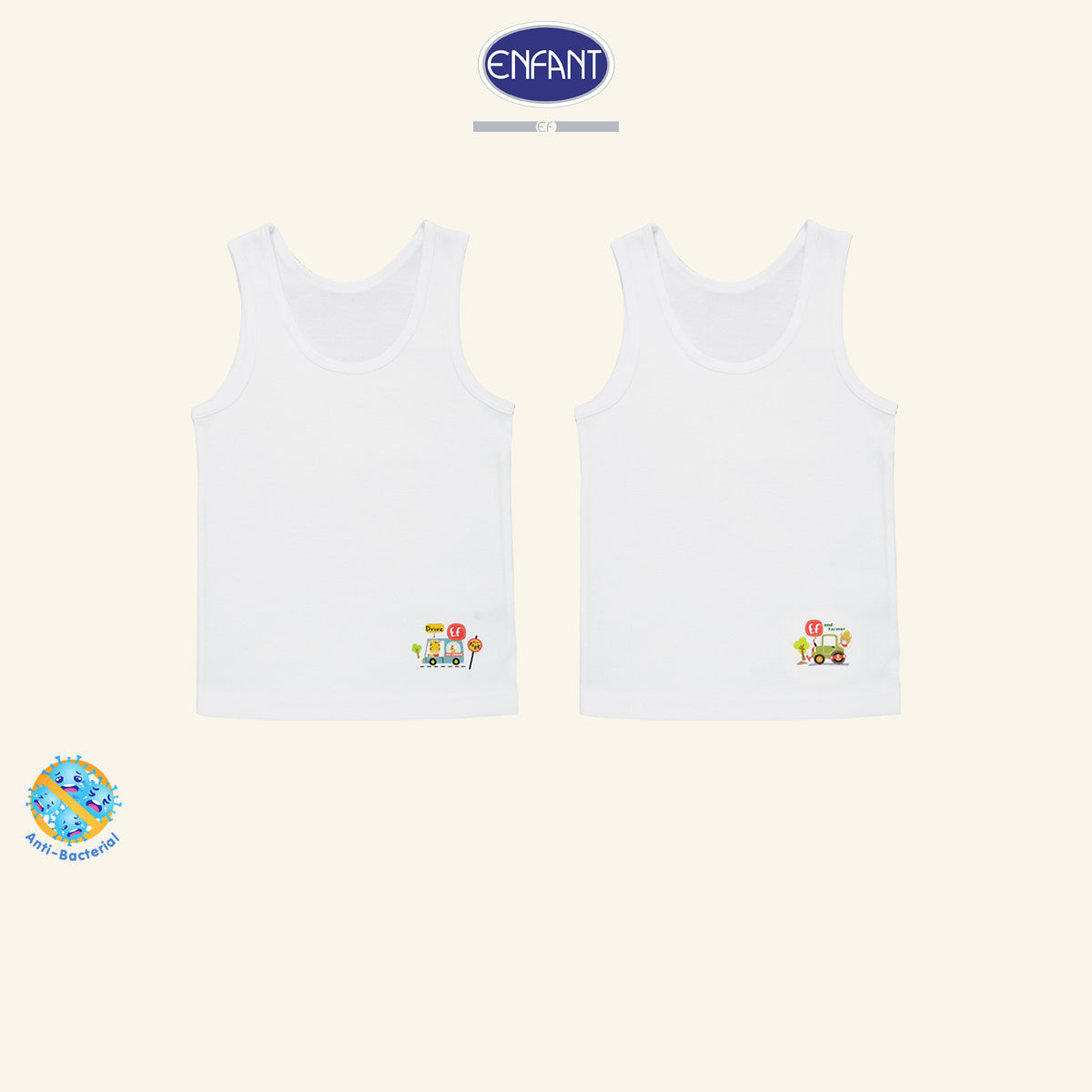 Enfant เสื้อกล้ามเด็กชายและเด็กหญิง 1 แพ็ค2ตัว ลายยีราฟ-หมี EL2A34