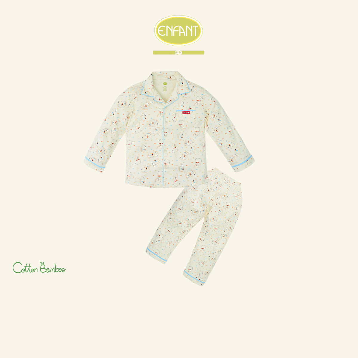 Enfant ชุดนอนเด็กชาย แขนยาว+ขายาว ลายน้องหมี 6-8 ปี EN1I43