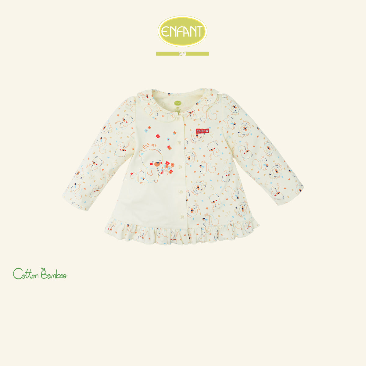 Enfant  Green ชุดนอนเด็กหญิง แขนยาว+ขายาว ลายน้องหมี 1-8 ปี EN1I48