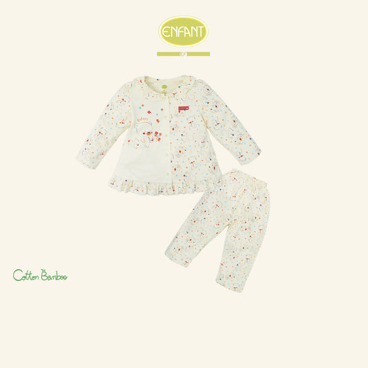 Enfant  Green ชุดนอนเด็กหญิง แขนยาว+ขายาว ลายน้องหมี 1-8 ปี EN1I48