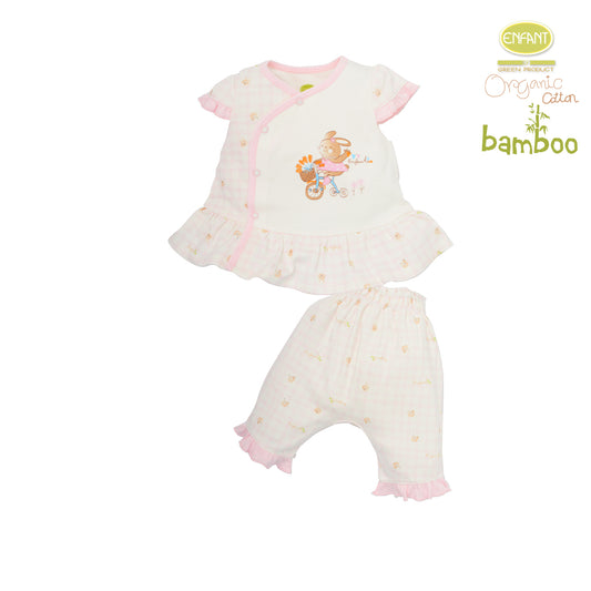 Enfant Green Organic Cotton Bambuเสื้อแขนสั้น+กางเกงสำหรับเด็กแรกเกิด-1ปี ER1R73