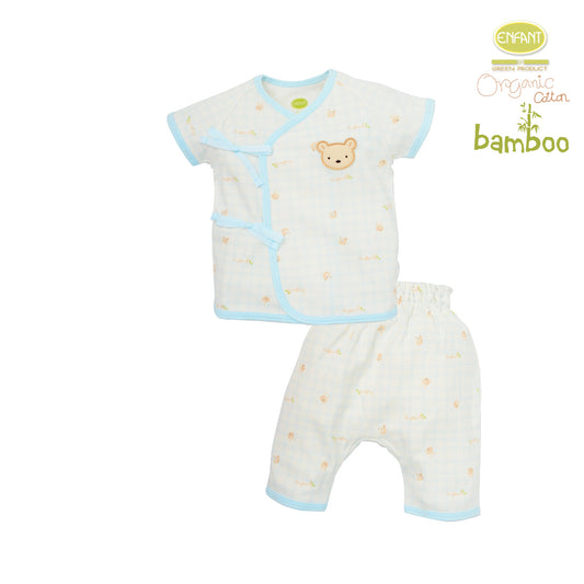 Enfant green Organic cotton bambuเสื้อผูกข้าง+กางเกง สำหรับเด็กแรกเกิด ER1R75