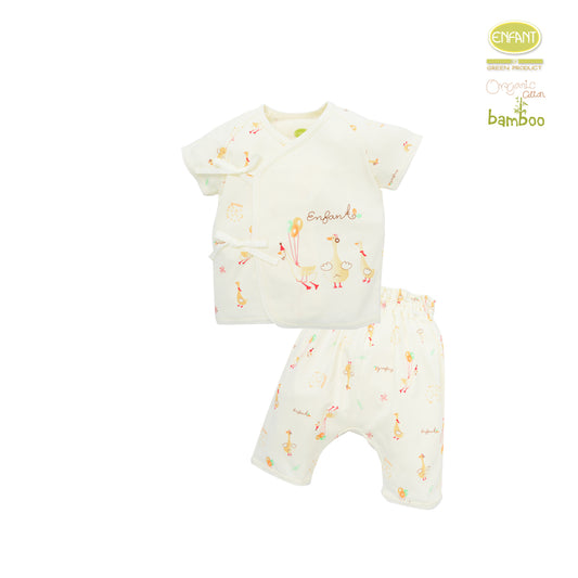 Enfant Green ชุดเสื้อป้ายแขนสั้นลายห่านน่ารัก สำหรับแรกเกิด-6เดือน ER1R85