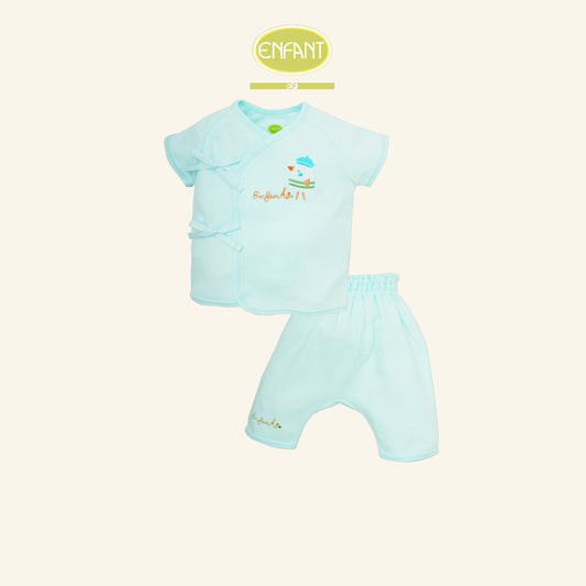 ENFANT ชุดเสื้อผูกป้าย  แรกเกิด-6เดือน ลายนกน้อย ฟ้า  รุ่นER1R95