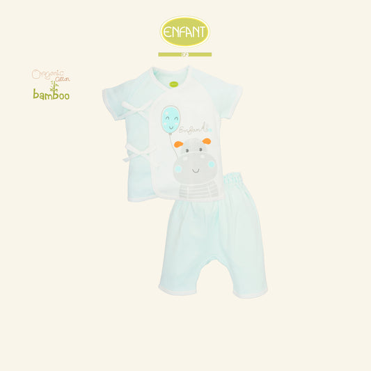 ENFANT ชุดเด็กอ่อน  เสื้อผูกหน้าแขนสั้น พร้อมกางเกงขายาว ER1S25