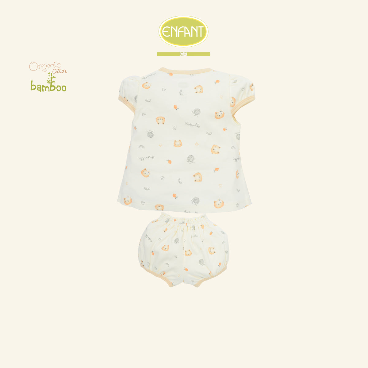 ENFANT GREEN เสื้อผูก+กางเกงใน แรกเกิด-6เดือน แมวเหมียว ER1S33