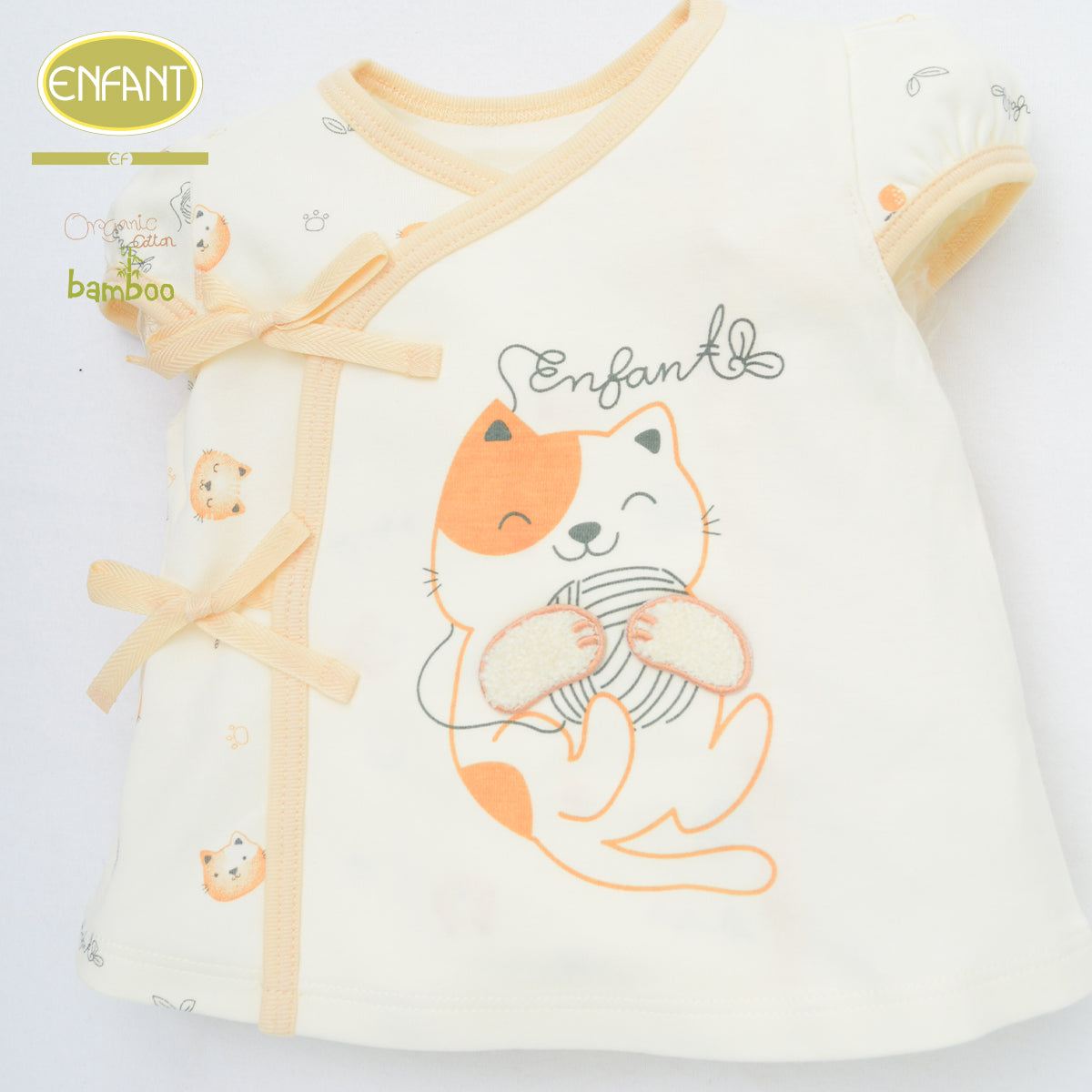 ENFANT GREEN ชุดผูกหน้า แรกเกิด-6เดือน แมวเหมียว ER1S35