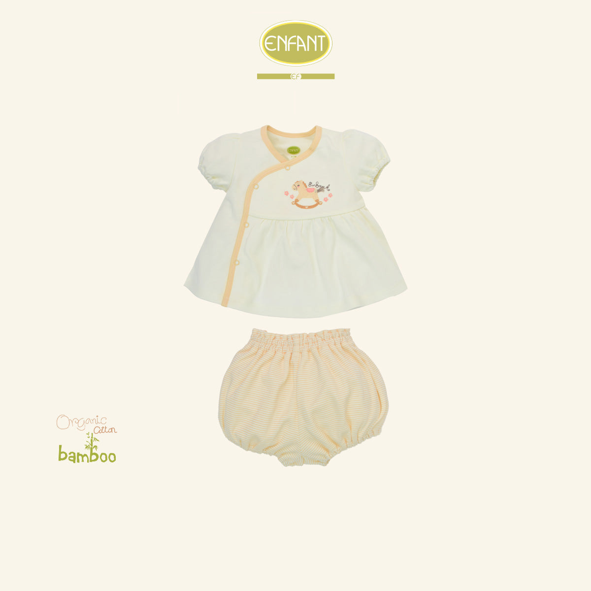 ENFANT ชุดเสื้อแขนตุ๊กตา กางเกง ลายม้าโยกสุดคิวท์ ER1S53