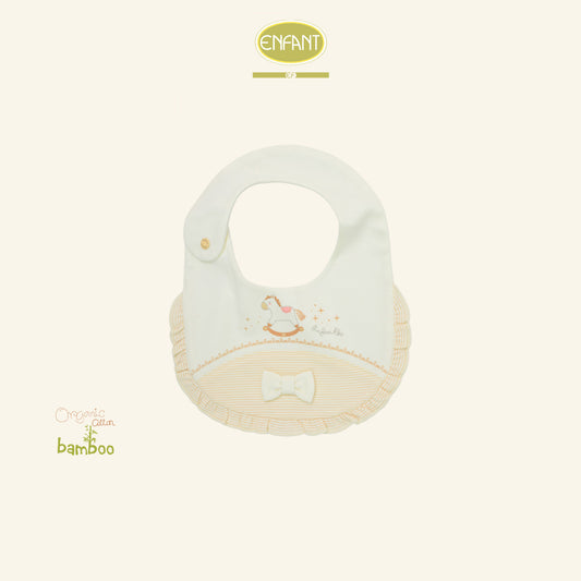 ENFANT ผ้ากันเปื้อน แต่งระบาย ลายม้าโยกสุดคิวท์ สีครีม ER5S51