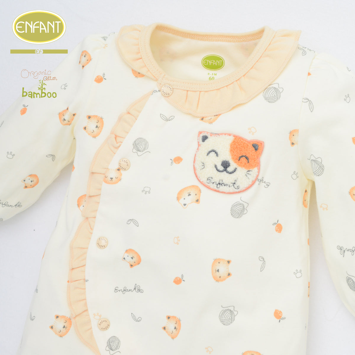 ENFANT GREENชุดบอดี้สูทยาว แรกเกิด-6เดือน แมวเหมียว ER8S33