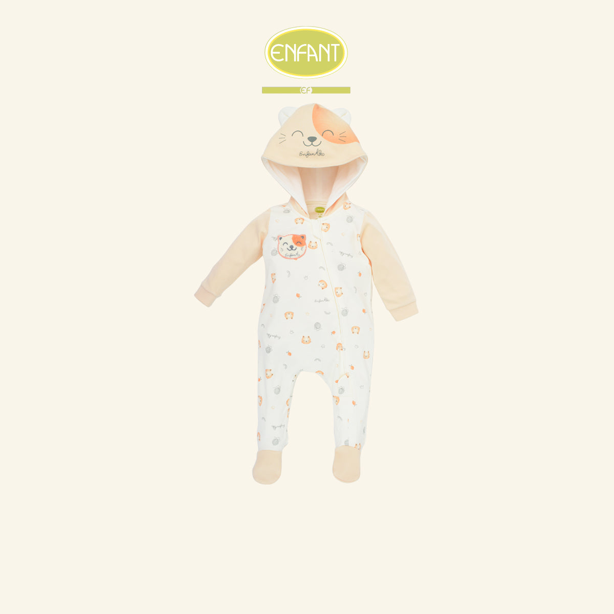 ENFANT GREEN ชุดบอดี้สูท มีฮู้ด คลุมเท้า แรกเกิด-6เดือน ER8S34