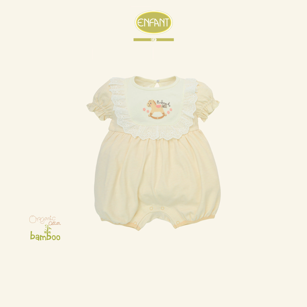 ENFANT ชุดบอดี้สูท ผู้หญิง แต่งระบายลูกไม้ ลายม้าโยกสุดคิวท์ ER1S53