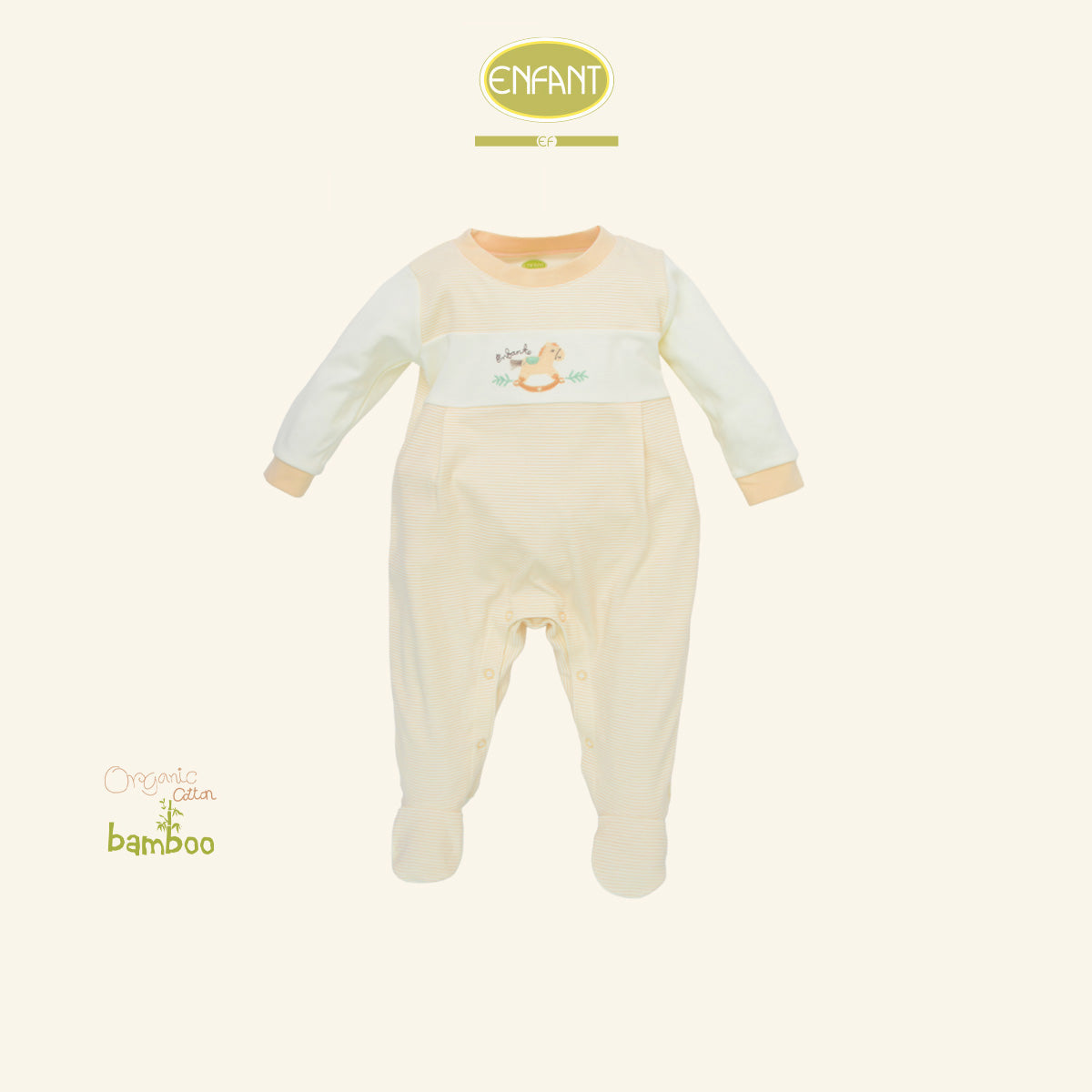 ENFANT ชุดบอดี้สูทแขนยาวขายาว คลุมเท้า ผู้ชาย ลายม้าโยกสุดคิวท์ ER8S54