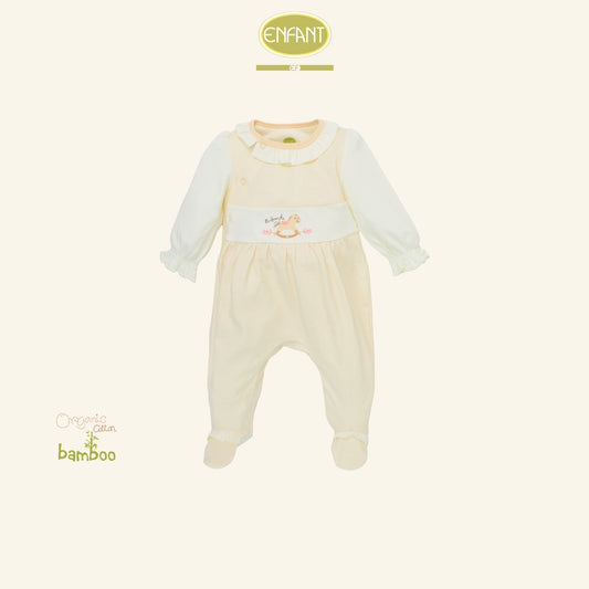 ENFANT ชุดบอดี้สูทแขนยาวขายาว คลุมเท้าผู้หญิง แรกเกิด-6 เดือน ลายม้าโยกสุดคิวท์ ER8S56