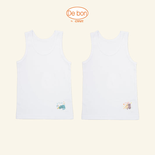 De bon เสื้อกล้าม และ กางเกงบ็อกเซอร์ เด็กผู้หญิงลายแมว แพค 2 ตัว EV2S20/EV3S70