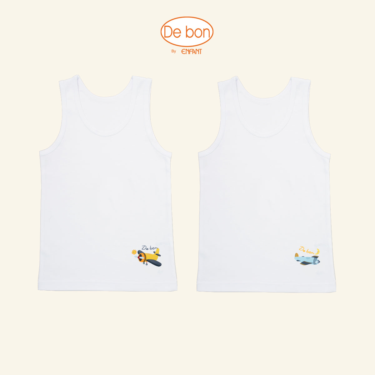 De bon เสื้อกล้าม และ กางเกงบ็อกเซอร์ เด็กผู้ชายลายเครื่องบิน แพค 2 ตัว EV2S31/EV3S61