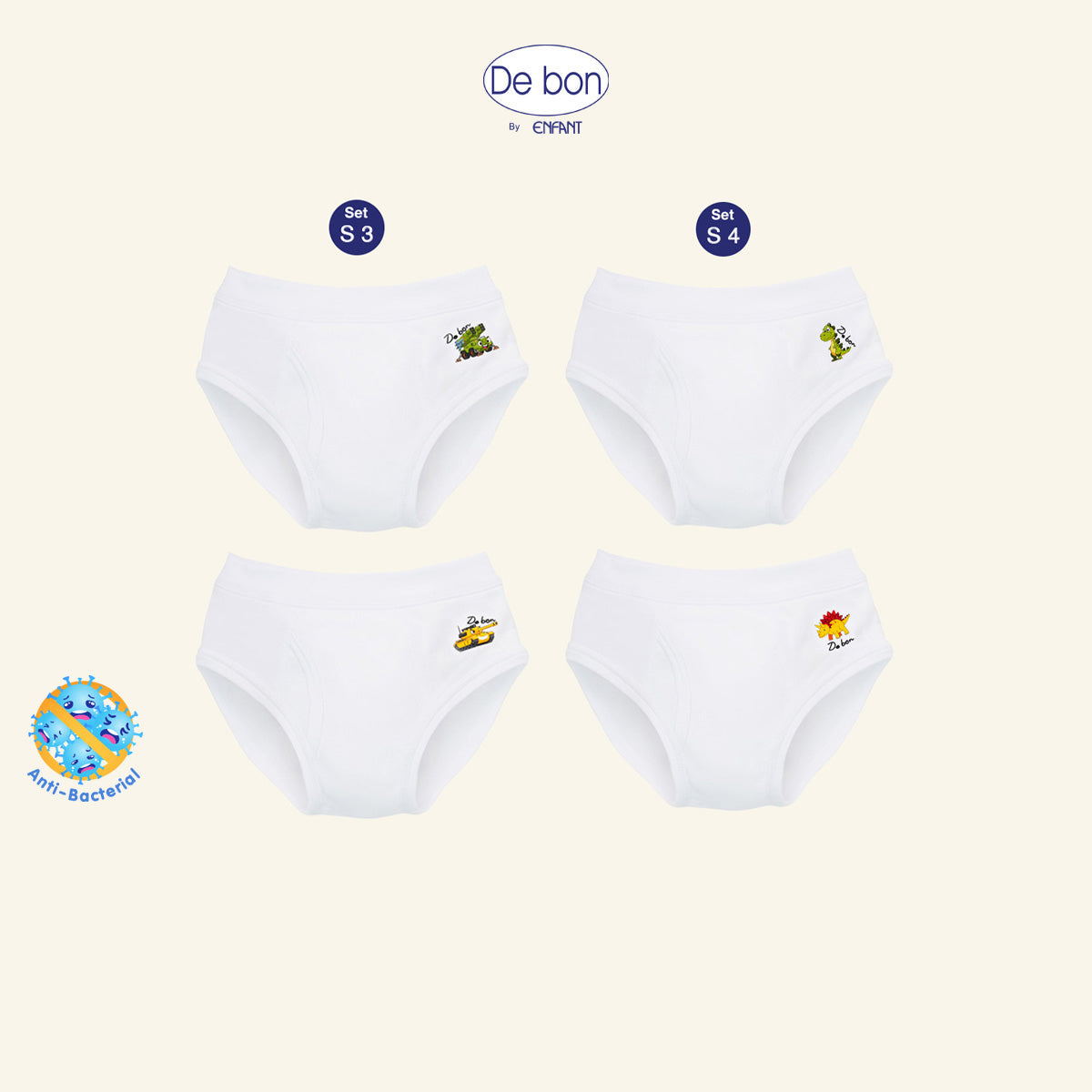 De bon By Enfant กางเกงในเด็กชาย แพ็ค 2 ตัว สำหรับ 2 ขวบ -10 ขวบ EV3S33,EV3S34
