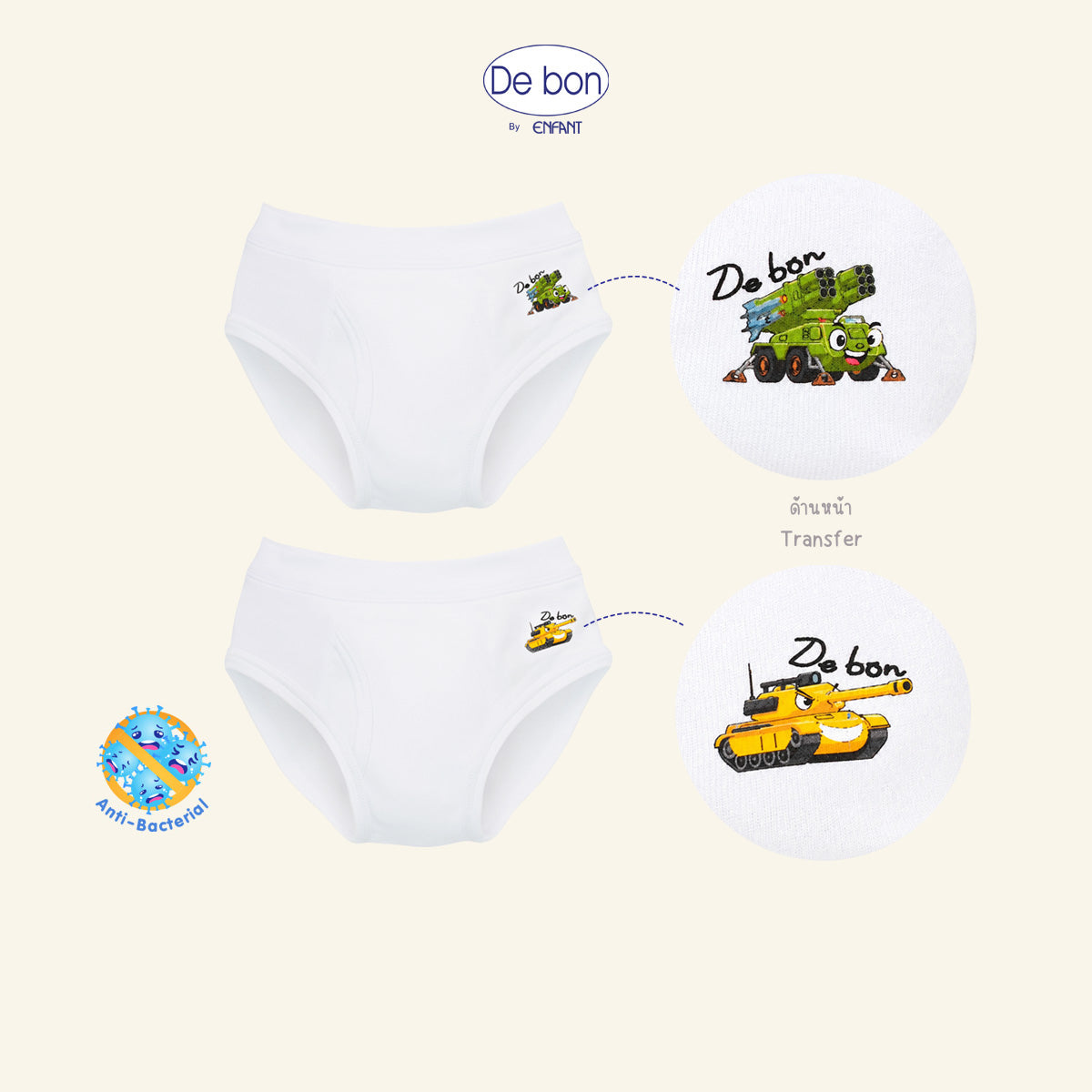 De bon By Enfant กางเกงในเด็กชาย แพ็ค 2 ตัว สำหรับ 2 ขวบ -10 ขวบ EV3S33,EV3S34