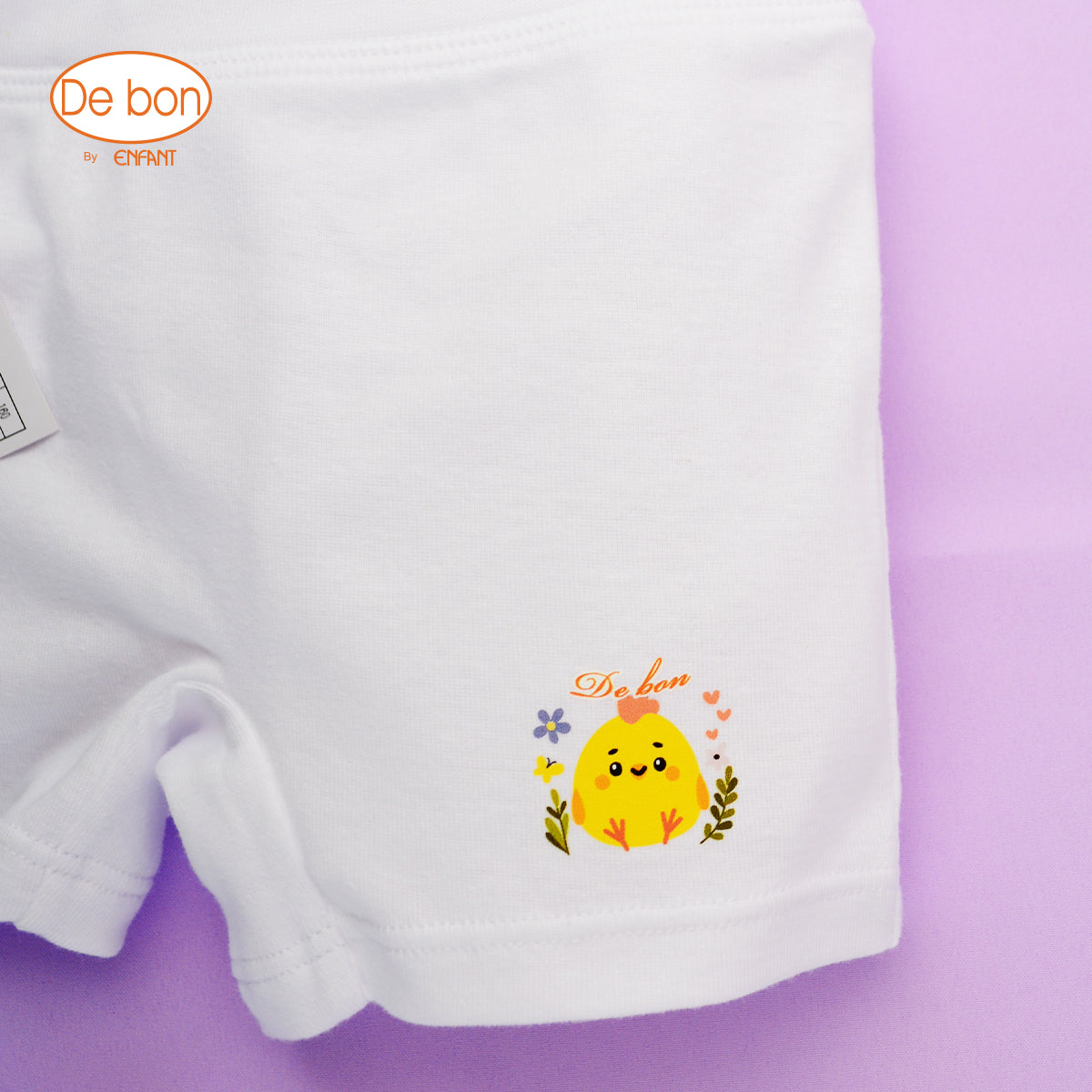 De bon เสื้อกล้าม และ กางเกงบ็อกเซอร์ เด็กผู้หญิงลายกุ๊กไก่ แพค 2 ตัว EV2S21/EV3S71