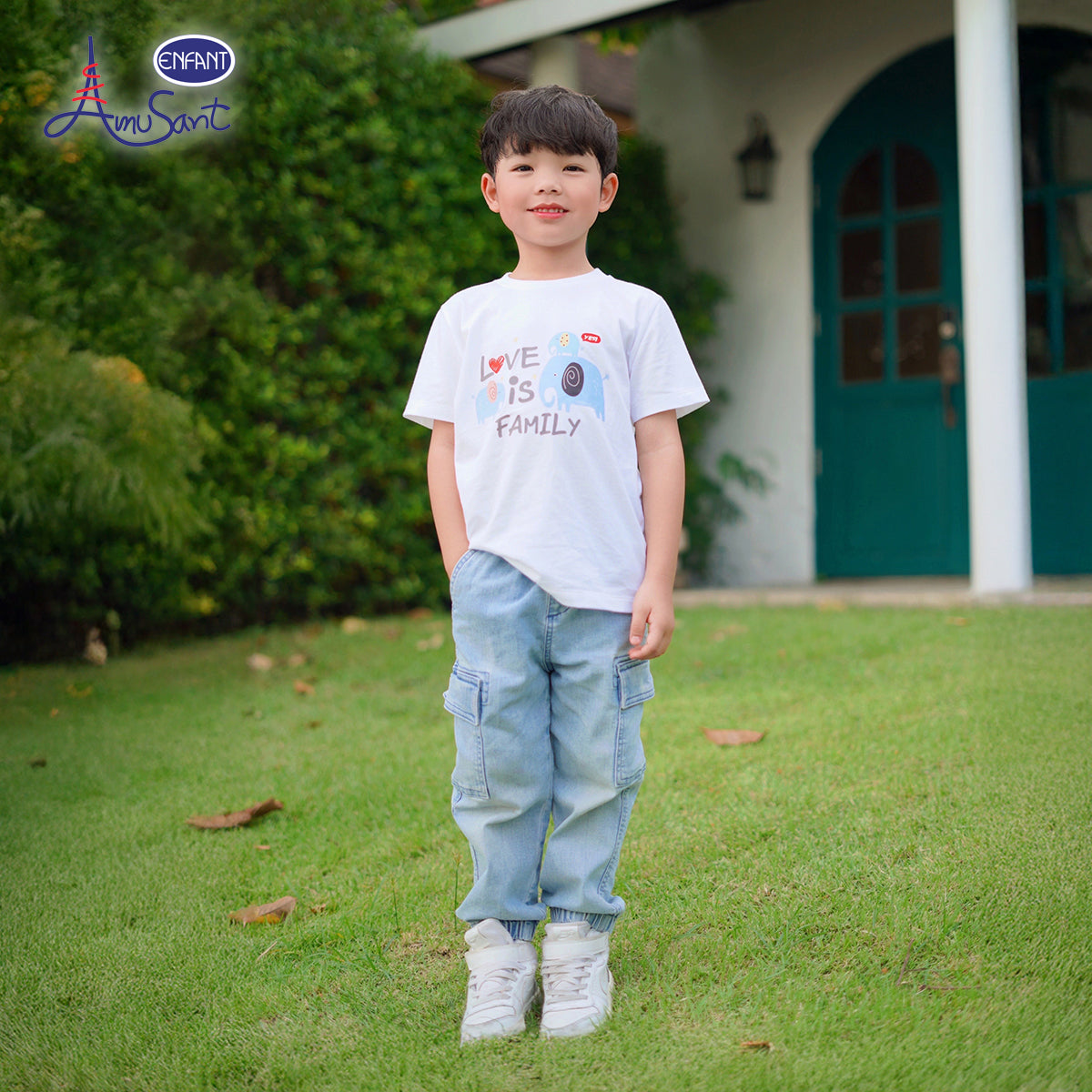 AMUSANT  เสื้อเซ็ตคู่แฟมิลี่ ช้างน้อย พ่อ-ลูก รุ่นEK9J22-EH2N31
