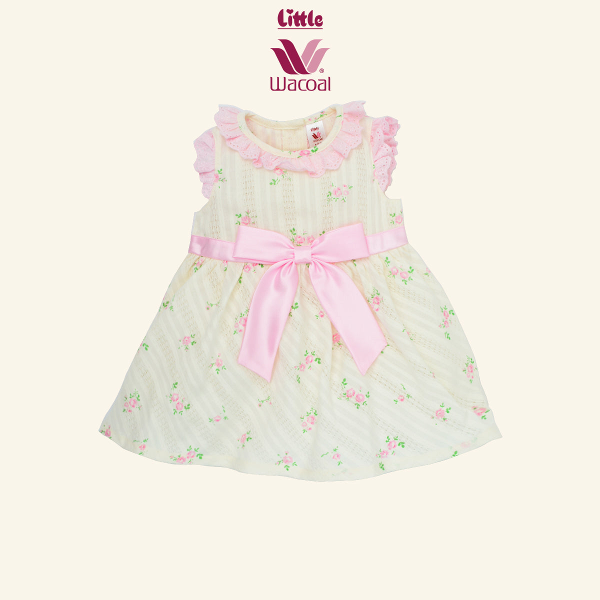 LIITTLE WACOAL ชุดเดรสน่ารัก 6เดือน-4ปีชม-ครีม LB4BF1