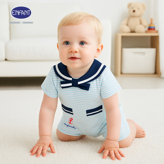 ENFANT ชุดบอดี้สูทลายทหารเรือสำหรับแรกเกิด-1ขวบ สีฟ้า รุ่นEB8JP1