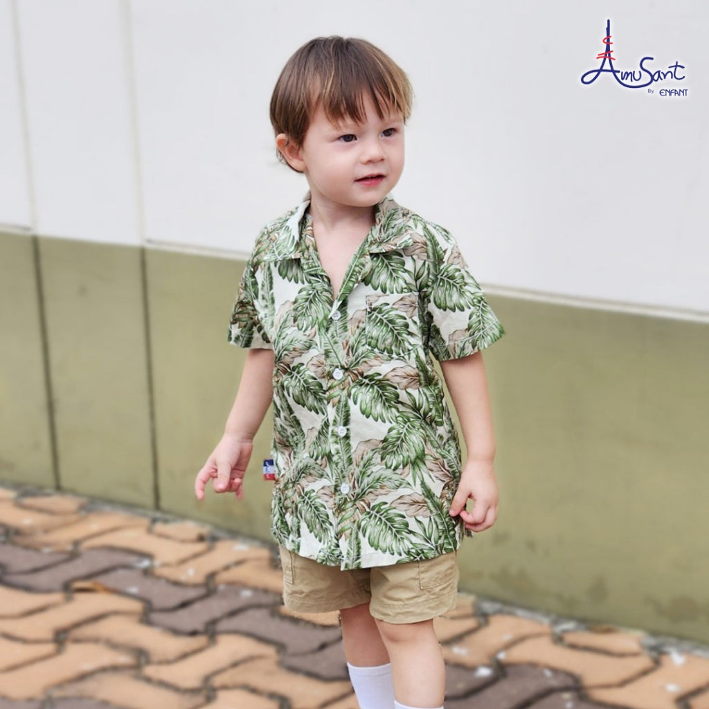 AMUSANT เสื้อฮาวายเด็กผ้าCotton สวยรับ Summer